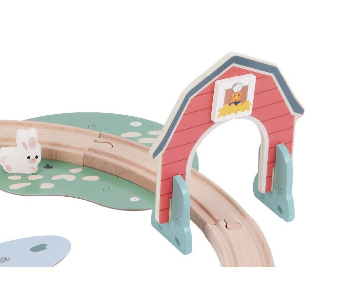 Zookabee Wooden Farm Train Set With Accessories - 34 Piece