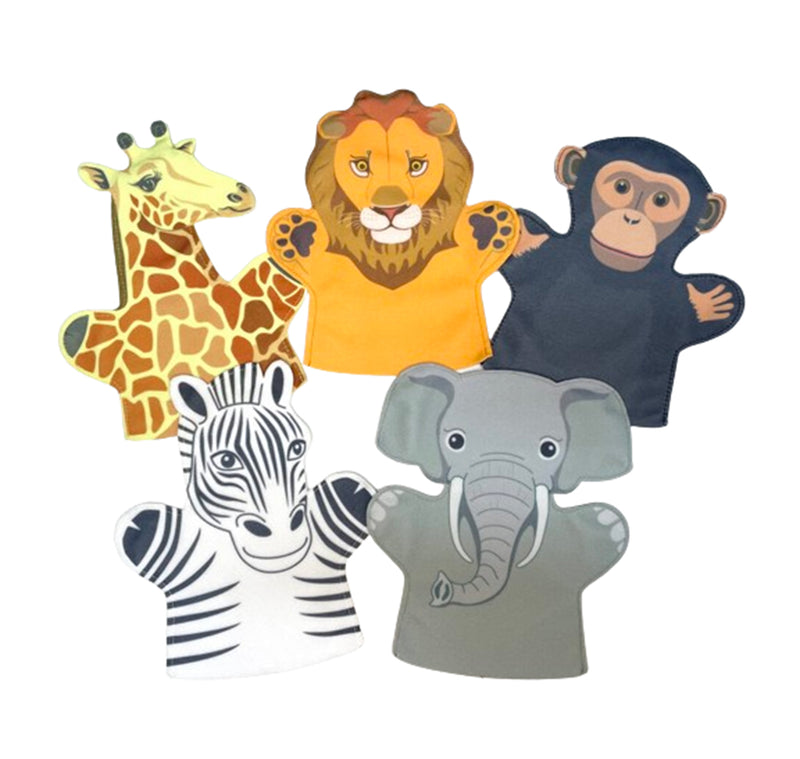 Wild Animals Hand Puppet Set - 5 Piece