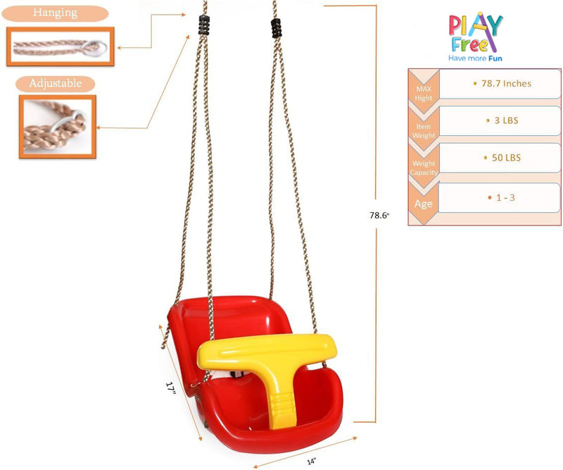 PLAYFREE Toddler Tree Swing Seat with Rope