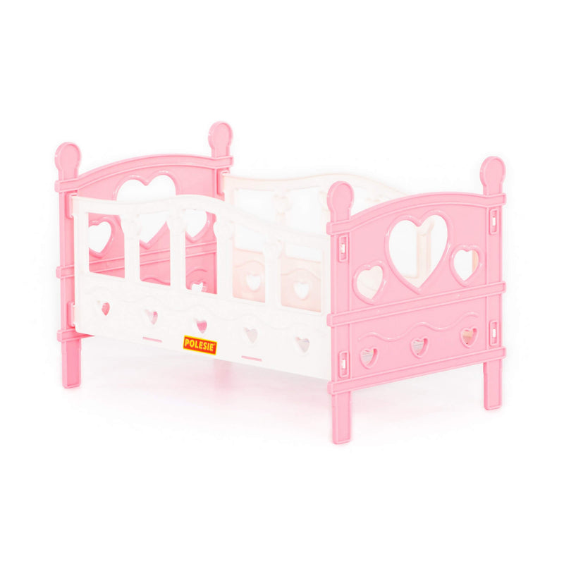 Polesie Doll Bed Cot Set - Pink Hearts