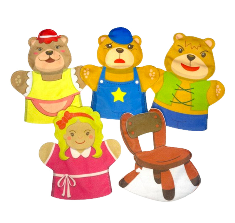 Story Telling Goldilocks & The Three Bears Hand Puppet Set - 5 Piece