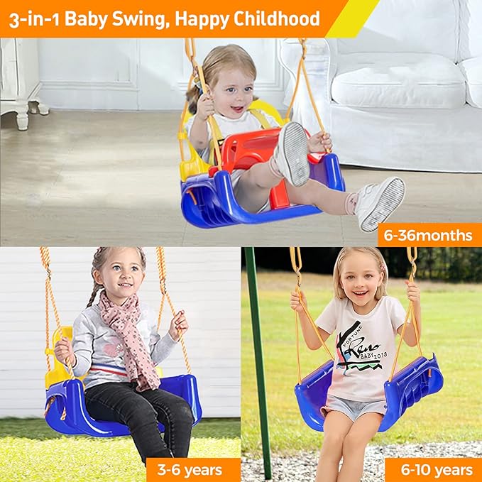 PLAYFREE 3 in 1 Baby Toddler Swing Seat with Rope