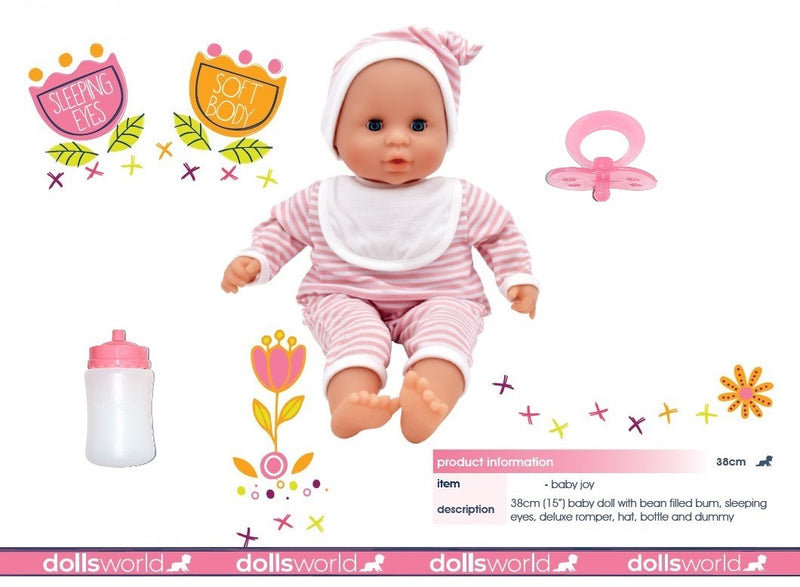 Dollsworld Newborn Baby Joy Pink Doll (Sleeping Eyes) 38cm (15 inch)