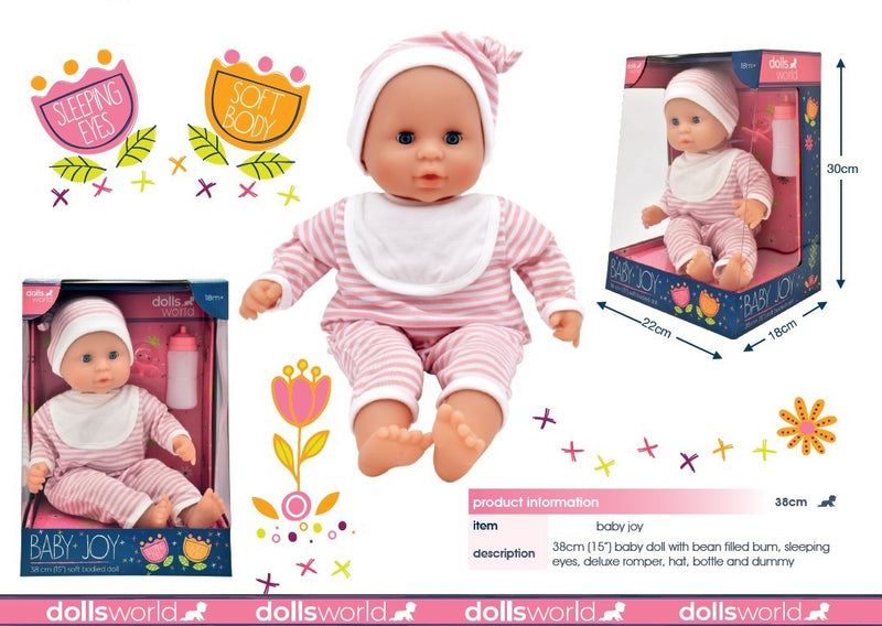 Dollsworld Newborn Baby Joy Pink Doll (Sleeping Eyes) 38cm (15 inch)