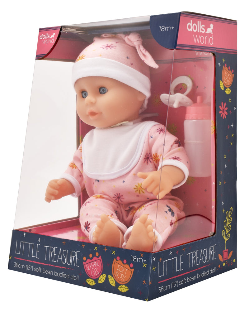 Dollsworld Little Treasure Baby Doll With Accessories 38cm (15") Pink