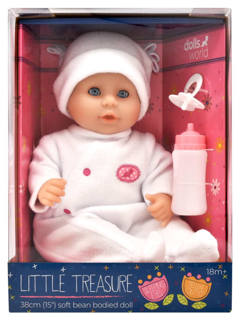 Dollsworld Little Treasure Baby Doll With Accessories 38cm (15") White