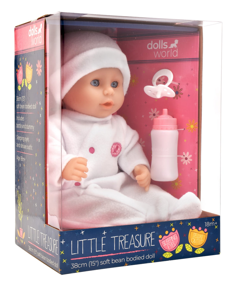 Dollsworld Little Treasure Baby Doll With Accessories 38cm (15") White