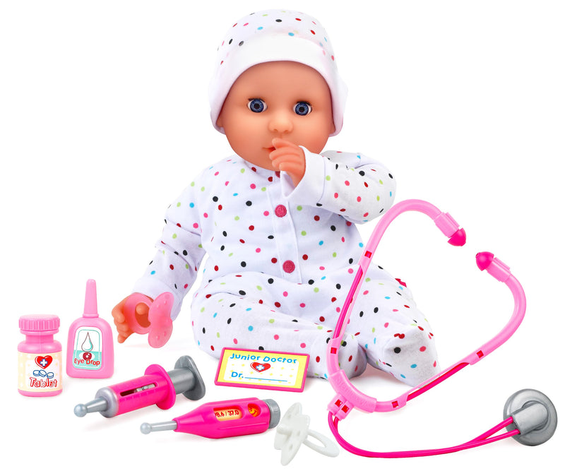 Dollsworld Dolly Doctor Baby Doll Medical Accessories & Dummy 46Cm (18")