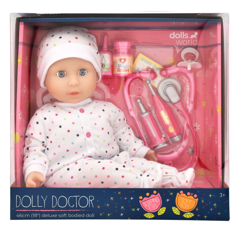 Dollsworld Dolly Doctor Baby Doll Medical Accessories & Dummy 46Cm (18")