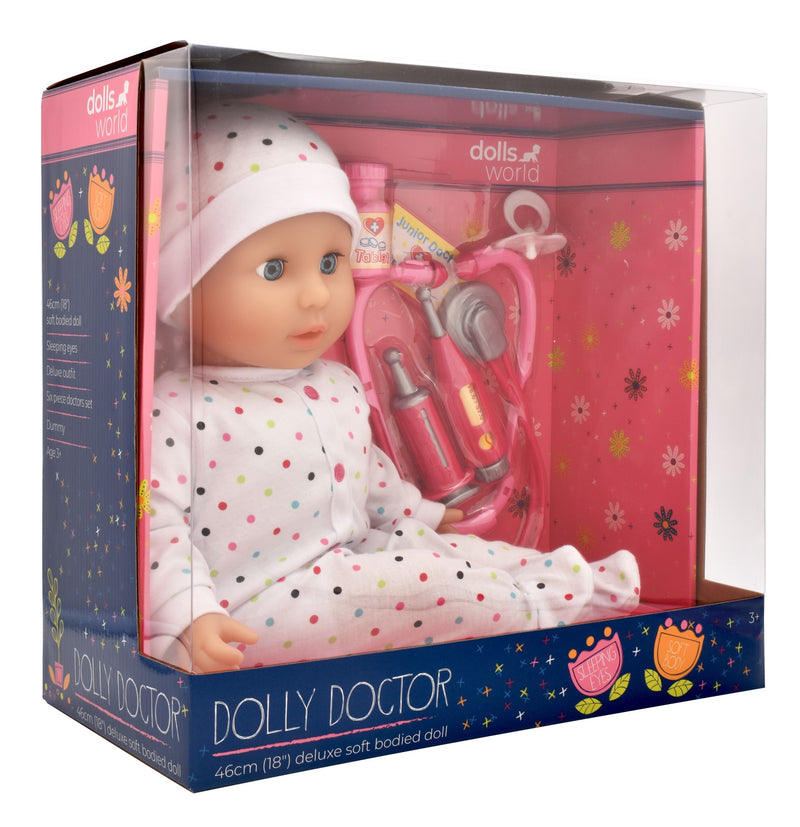 Dollsworld Dolly Doctor Baby Doll Medical Accessories & Dummy 46Cm (18")