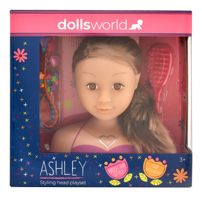Dollworld Ashley Brunette Styling Head Doll Playset NEW (7769745850523)