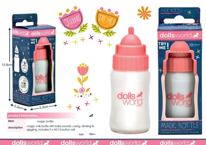 Dollsworld Dolls Magic Crying, Drinking And Giggling Sounds Milk Bottle .