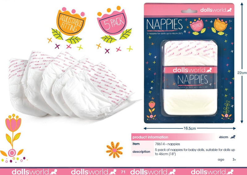 Dollsworld Baby Doll Diaper Nappies