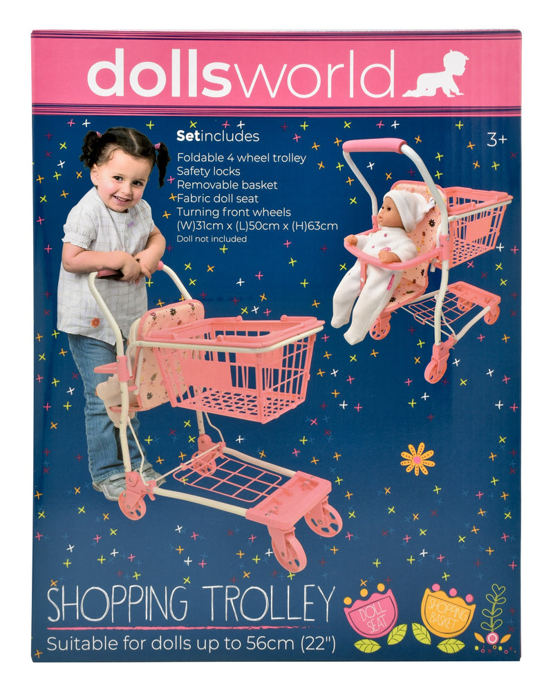 Dollsworld shopping trolley with basket and doll seat