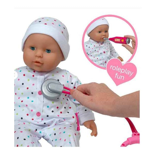 Dollsworld Dolly Doctor Baby Doll Medical Accessories & Dummy 46Cm (18")