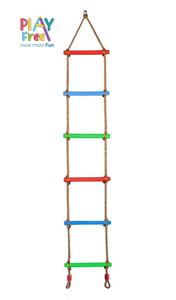 PLAYFREE 6 Step & Swing Climbing Ladder with Metal Hooks