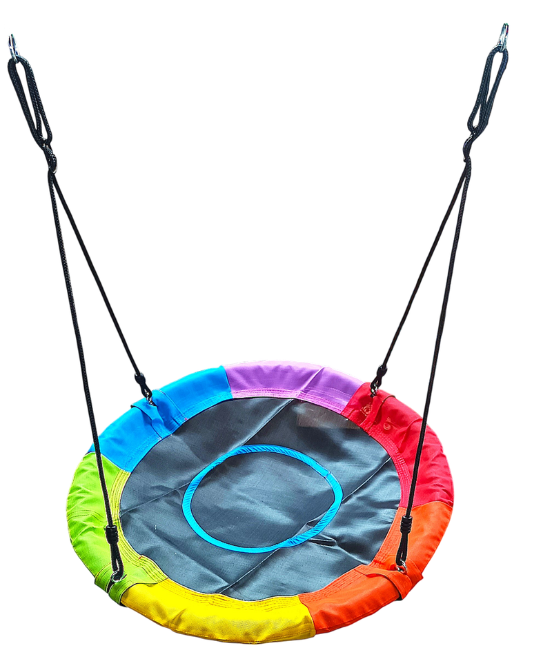 PLAYFREE 100cm Rainbow Saucer Swing for Kids with Adjustable Rope