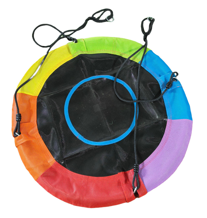 PLAYFREE 100cm Rainbow Saucer Swing for Kids with Adjustable Rope