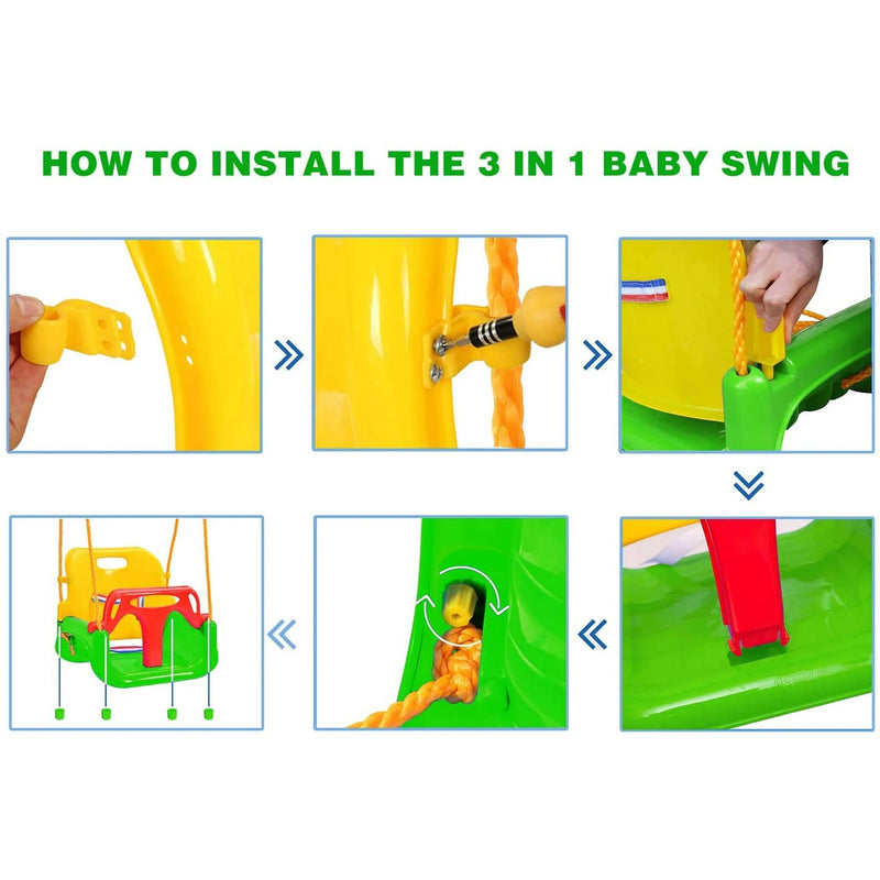 PLAYFREE 3 in 1 Baby Toddler Swing Seat with Rope - Green