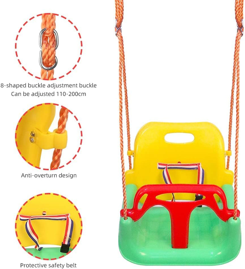 PLAYFREE 3 in 1 Baby Toddler Swing Seat with Rope - Green