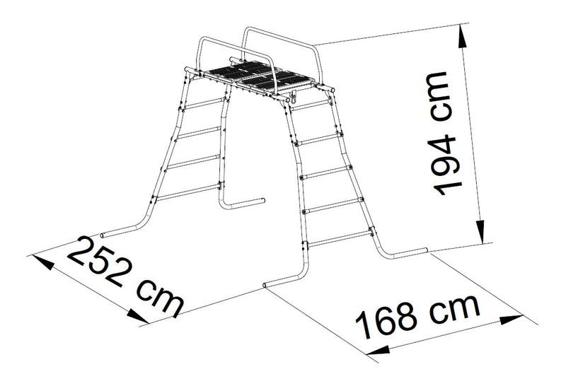 PLAYFREE Climbing Monkey Bridge Platform With Handle Bars and Hooks