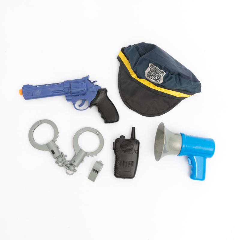 Policeman-Police Officer Costume with Toy Gun & Loudspeaker  - Deluxe