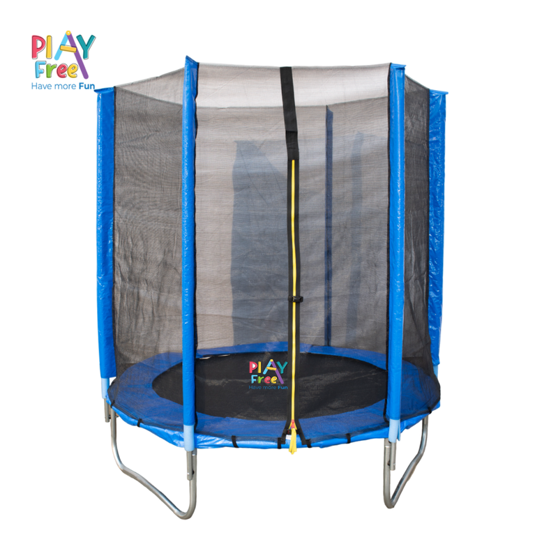 PLAYFREE 8ft 2.44m Trampoline with Steel Frame Enclosure