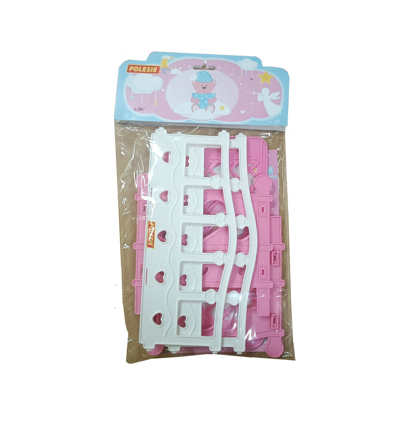 Polesie Doll Bed Cot Set - Pink Hearts