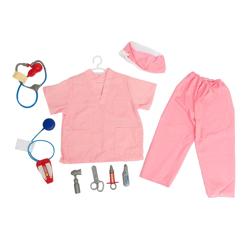 Nurse Role Play Costume Set with Accessories - Pink - Deluxe