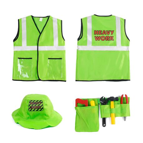 Construction Worker Role Play Costume Set with Tools - Green (7426761851035)