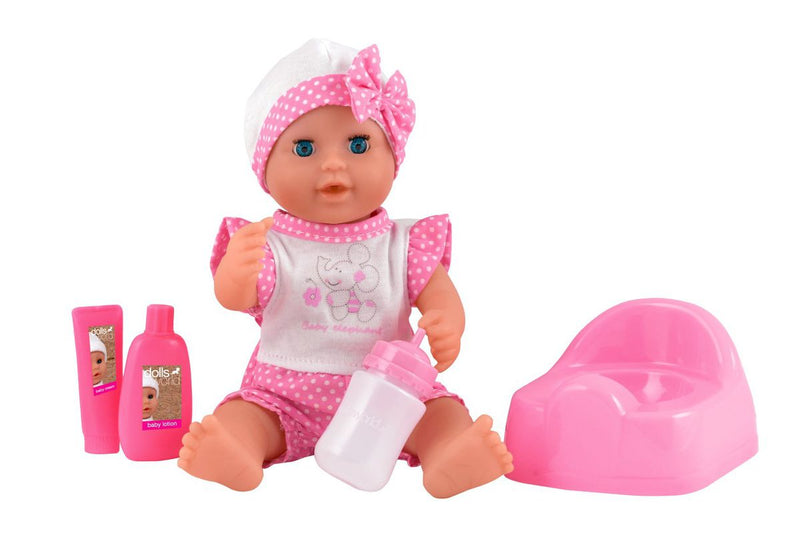 Dollsworld-Baby Dribbles Doll (Drink & Wet,Outfit, Potty, Bottle) 25Cm (10") (7006129619099)